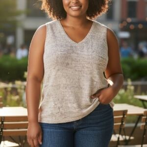 J. Jill Cream V-Neck Sweater Vest 2X